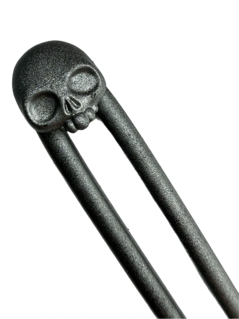 Gothic Skull Hair Stick – Iridescent Double‑Prong Resin Hairpins